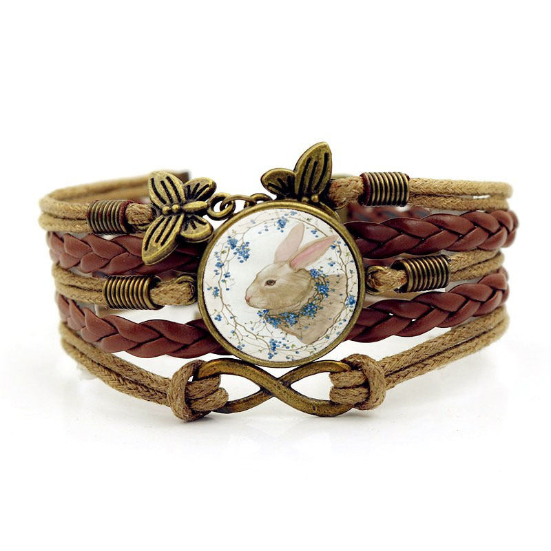 Wholesale Easter Rabbit Time Gemstone Butterfly 8-character Combination Alloy Bracelet